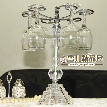 

married European wine cup holder new elegant silver crystal glasses rack hanging upside down frame glass goblet ornaments