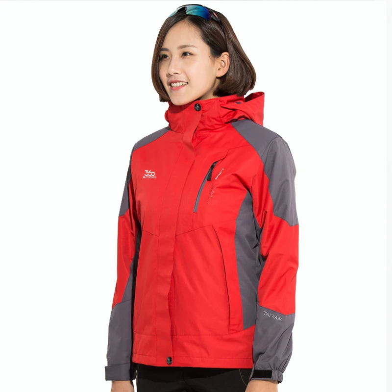 Новинка, женские зимние водонепроницаемые дышащие негабаритные женские куртки, съемная ветровка для походов на лыжах, походов, теплое пальто - Цвет: Red
