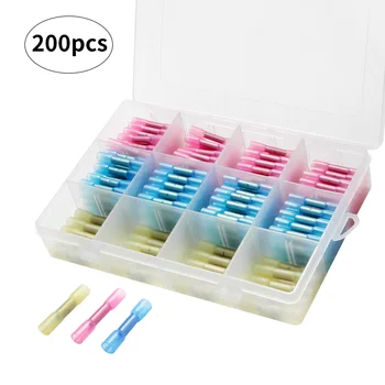 

200pcs 3 Sizes BHT Insulated Heat Shrink Butt Cable Wire Crimp Electrical Terminals Connect Connector BHT-1.25 BHT-2 BHT-5 35