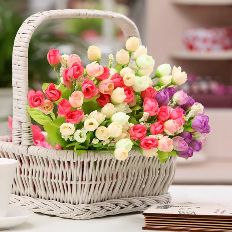 Flone Flower Artificial Flower Mini Rose Simulation Rose Home Spring Decoration For Wedding Party Small Roses Bouquet Decorative (30)