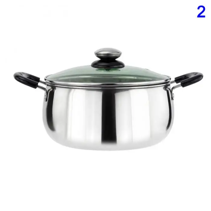 1 Pcs Stainless Steel Cook Pot Stockpot with Lid Milk Saucepan Cookware 14.5/16/18/20/22/24cm General Use for Gas cooker FPing