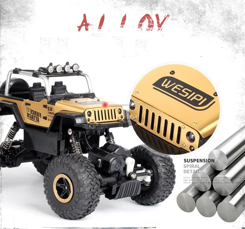 YUKALA 1/18 2,4G 4CH 4WD Rock Crawlers 4x4 вождение автомобиля пульт дистанционного управления модель внедорожника игрушки с светильник