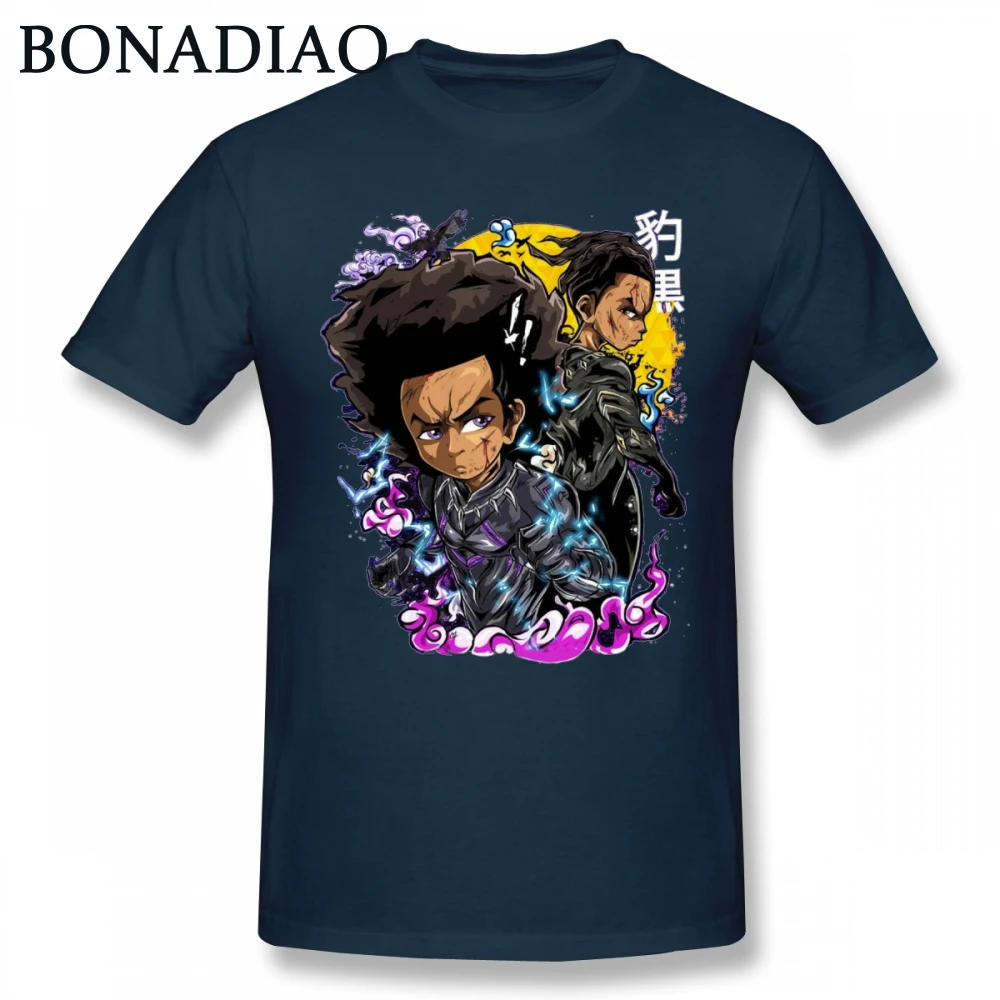 

Black Panther Riley Huey Freeman Boondocks T Shirt Novelty Cartoon Man T-Shirt