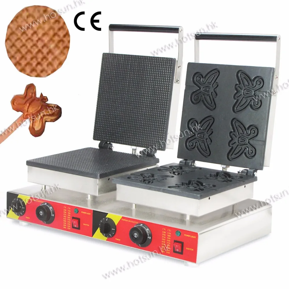 

Free Shippping 2 in 1 Baking System Commercial 110V 220V Electric Ice Cream Corn Waffle Butterfly Lolly Waffle Maker Machine