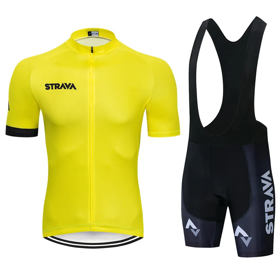 Ropa Bicicleta de carretera STRAVA Team велосипедная одежда Летний велосипедный костюм с коротким рукавом мужской топ и низ нагрудник шорты