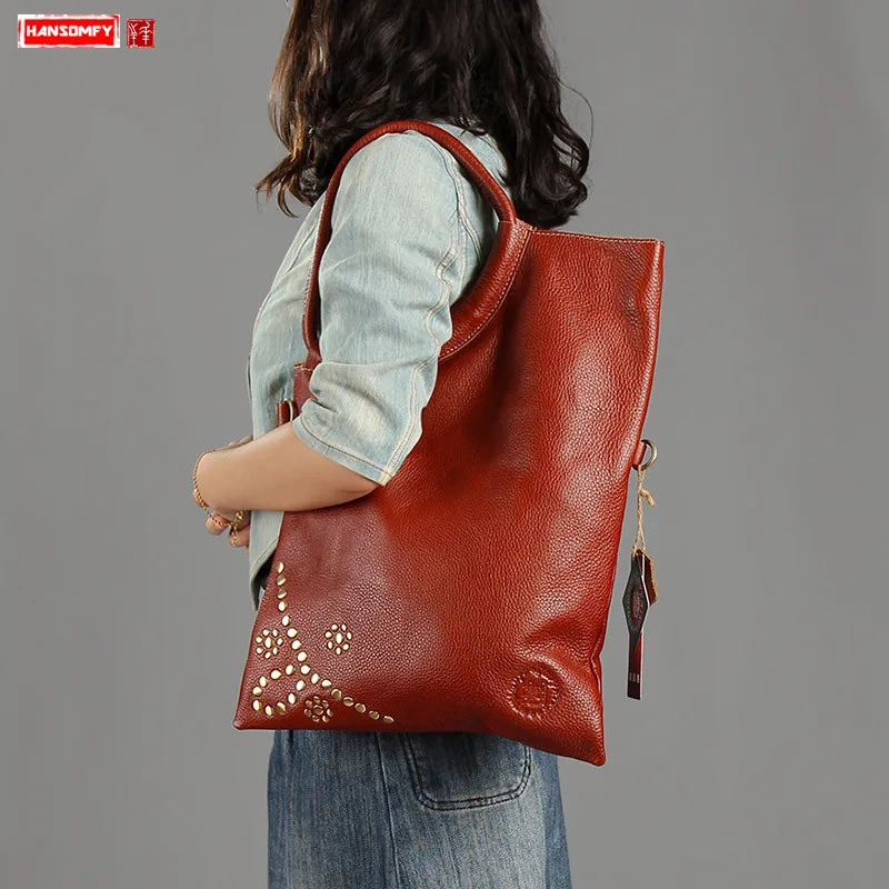 Роскошные модные женские сумки из натуральной замши с заклепками, женская сумка через плечо в стиле ретро, портативные сумки-мессенджеры - Цвет: 2