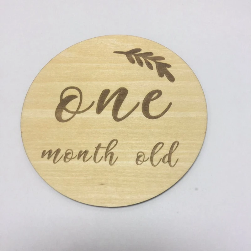  14pcs a lot laser cut timber wood baby milestone cards newborn baby gift baby photography props (2)