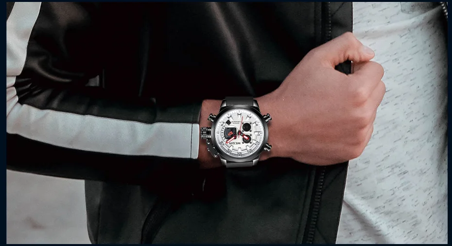 MEGIR спортивные часы с двойным дисплеем для мужчин, цифровые аналоговые кварцевые часы, мужские военные часы, Relogio Masculino Reloj Hombre