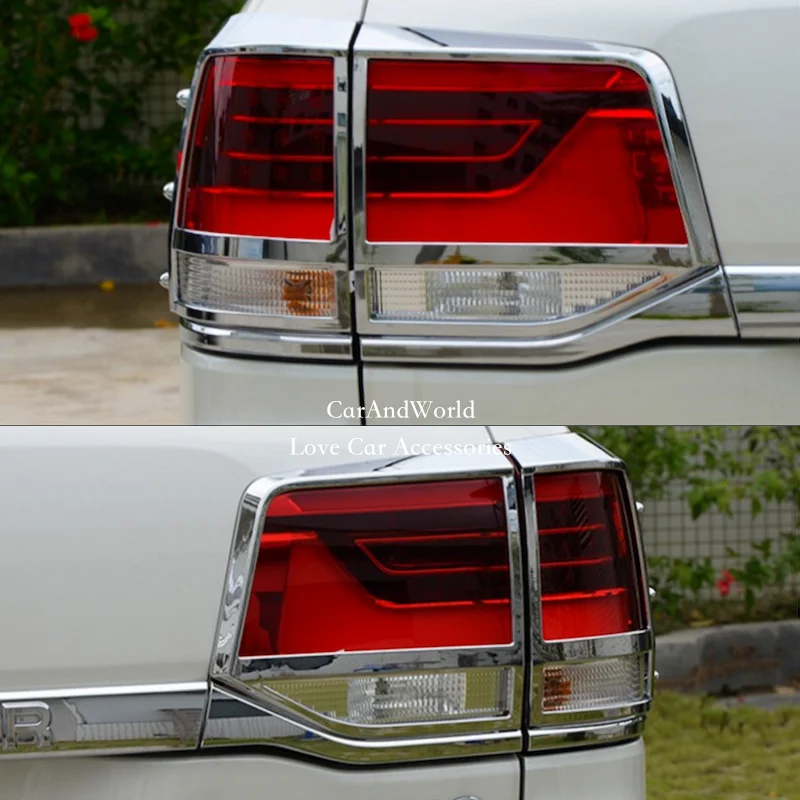 Chrome Tail Rear Light Cover Trim 4pcs for Toyota Land Cruiser LC200 2008-2015