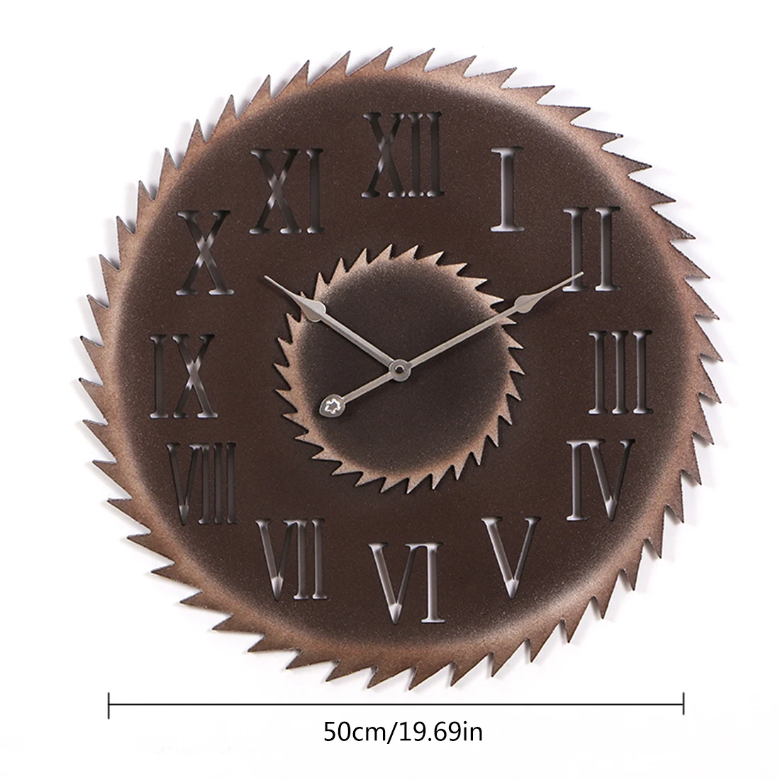 Новые Ретро стиль большие настенные часы в винтажном стиле имитация металла пильный диск арабские цифры немой вешалки часы домашний офис Кафе Декор