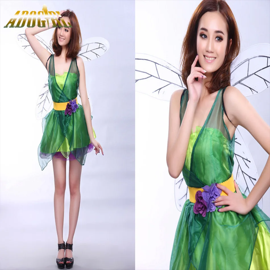 2016 women dress for halloween costumes green elf dress tinkerbell princess cosplay costume flower fairy princess - Green Fairy Halloween Costume 2016 women dress for halloween costumes green elf dress tinkerbell princess cosplay costume flower fairy princess - Green Fairy Halloween Costume