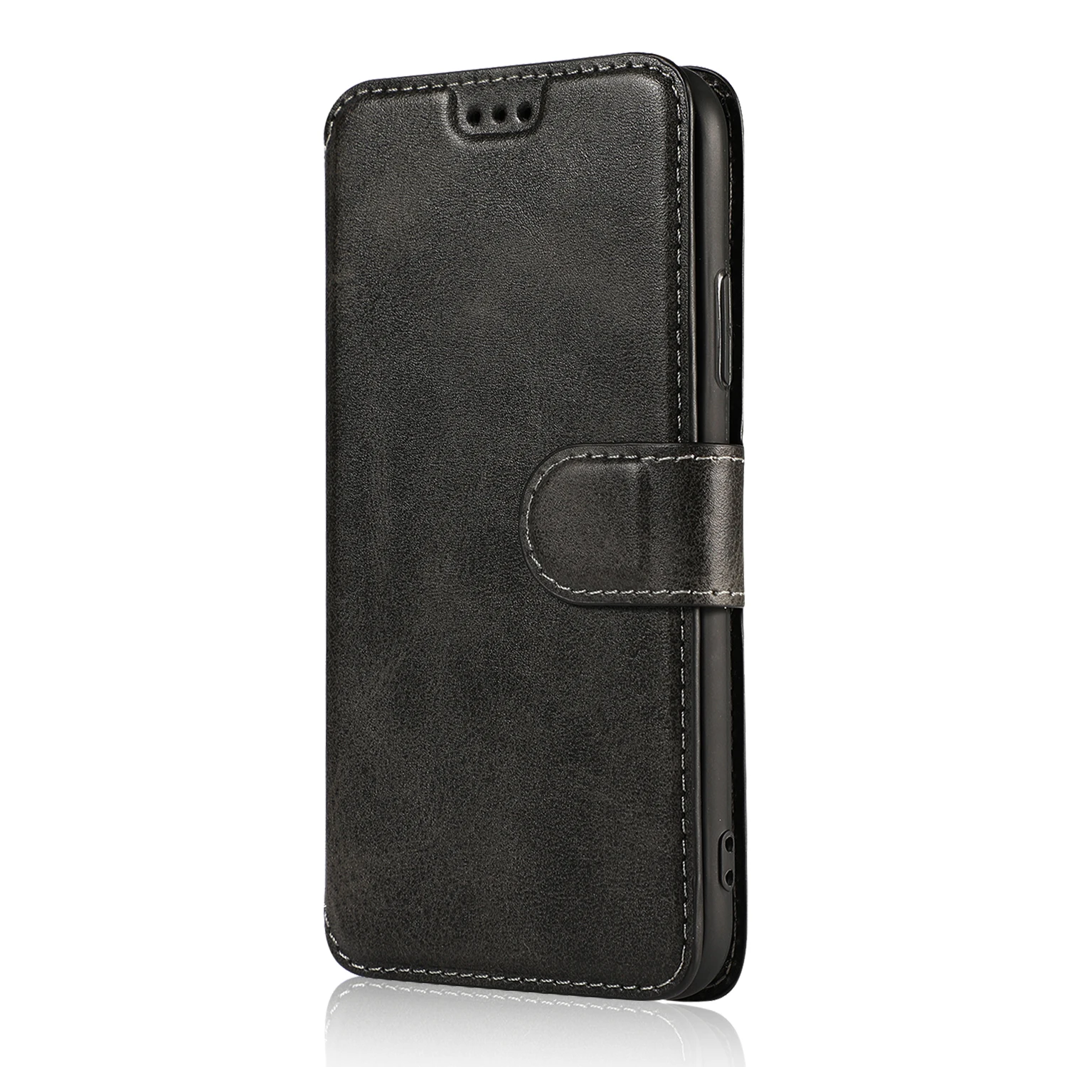 Роскошный кожаный флип-чехол в стиле ретро для Iphone Xs Max Xr X 8 7 6 6s Plus Etui держатель для карт кошелек Подставка для телефона чехол для Iphone 5 5S se - Цвет: Black zhiyue