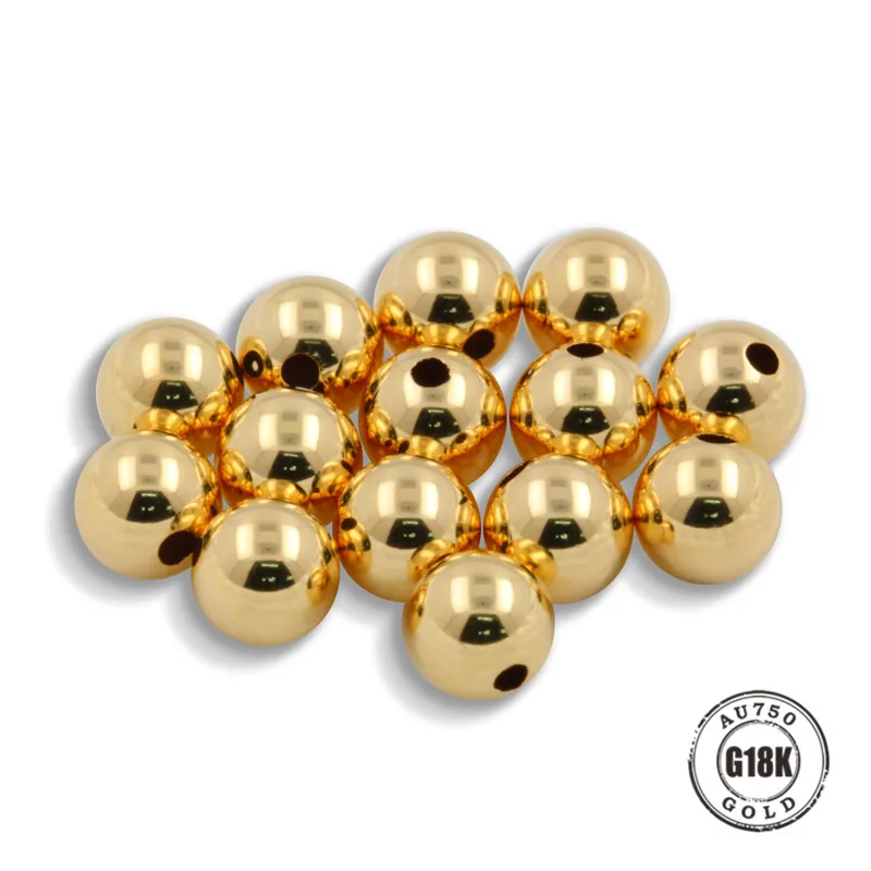 

Genuine 18K Yellow Gold beads 2 2.5 3 4 mm au750 Cost Price DIY Homemade Necklace Pendant Bracelet Earring Material Accessories