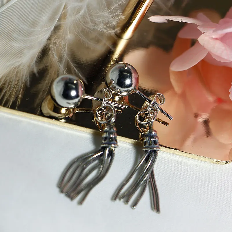 

Vintage Beaded Tassel Earrings S925 Sterling Silver Vintage Earrings for Women