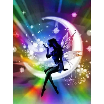 

Full diamond 5D Diy Daimond Painting Moon Angel 3D Diamond Embroidery fairy elf icon Rhinestones mosaic painting home decoration