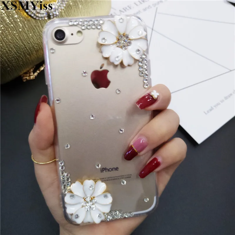 Handmade Clear Bling Flower Crystal Rhinestone Diamond Phone Case Cover For Samsung S6 S7 S8 S9 S10 S11 PLUS Lite Note 5 8 9 10 |