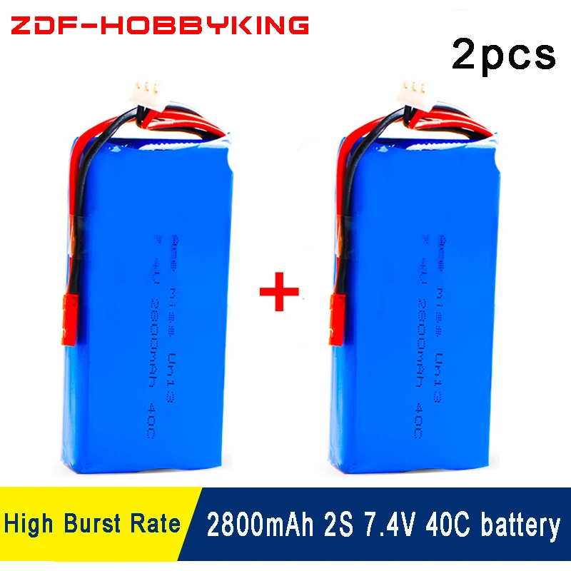 2 шт Li po обновленная батарея 7 4 V 2800mah 40C запасные части для WLToys V262 V333 V323 V666