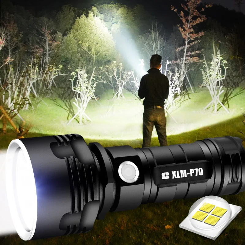

Super Powerful LED Flashlight L2 XHP50 Tactical Torch USB Rechargeable Linterna Waterproof Lamp Ultra Bright Lantern Camping
