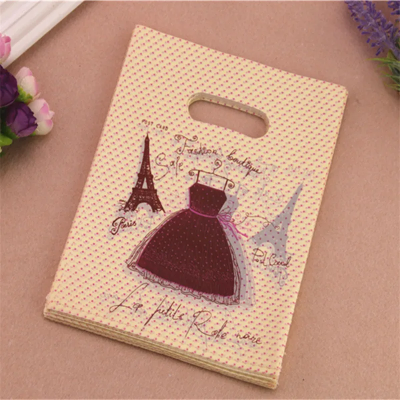 Hot Sale Wholesale 100pcs/lot 15*20cm Luxury European Style Fashion Skirt Gift Bags Plastic Underwear Packaging Bags