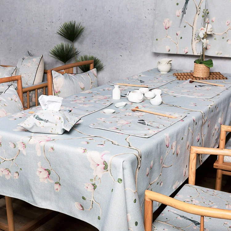 cotton linen European style square table cloth Long washed pad plus