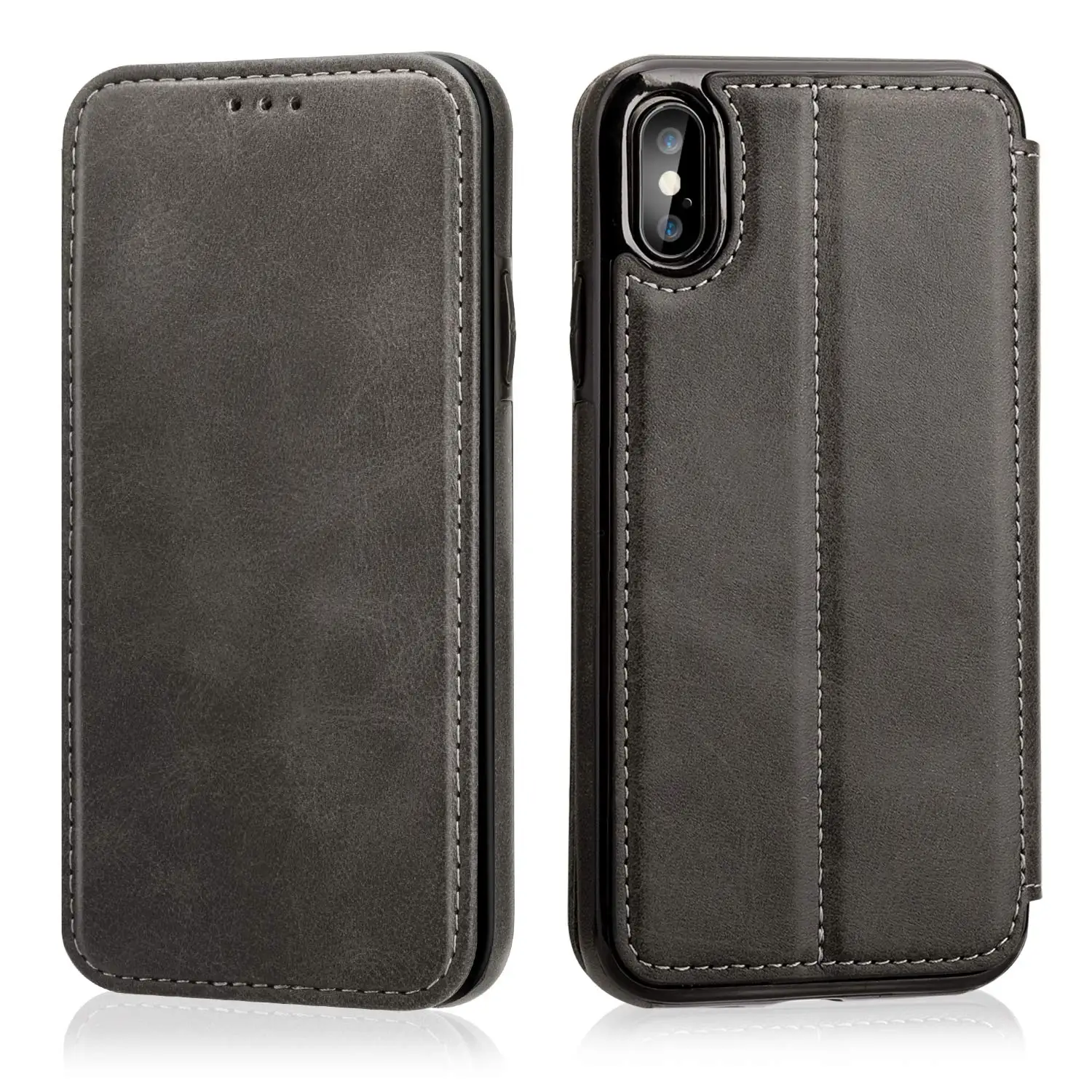 

PU Leather Wallet for iPhone X Xs Max XR Case Book Flip Cover and Credit Card Slot Magnetic Closure Compatible for iPhone 8 Plus