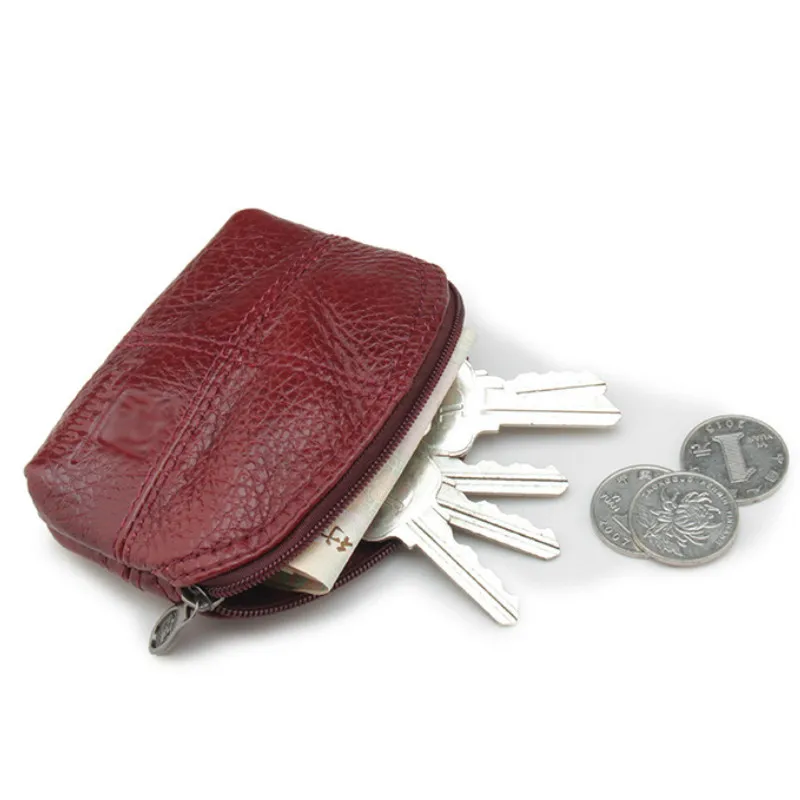 

2018 Real Cow Genuine Leather Wallet Keychain Covers Zipper Small Case Bag Men Key Clip Holder Housekeeper Car Keys Organizer