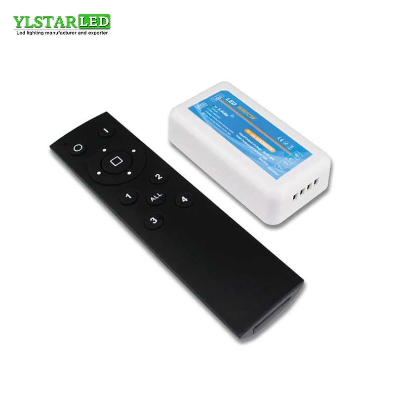 

2018 YLSTAR New 2.4GHz black Led Dimmer 12V 24V RF Remote wireless 4 Zone color temperature CCT WW CW adjustable Led controller