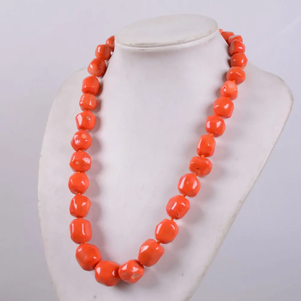 

FREE SHIPPING>> NEW 11-16mm Orange red coral rondelle beads necklace 18" A++++