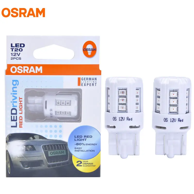 OSRAM СВЕТОДИОДНЫЙ T20 7715R 12 В 3/0.5 Вт W21/5 Красный светодисветодиодный riving стандартные