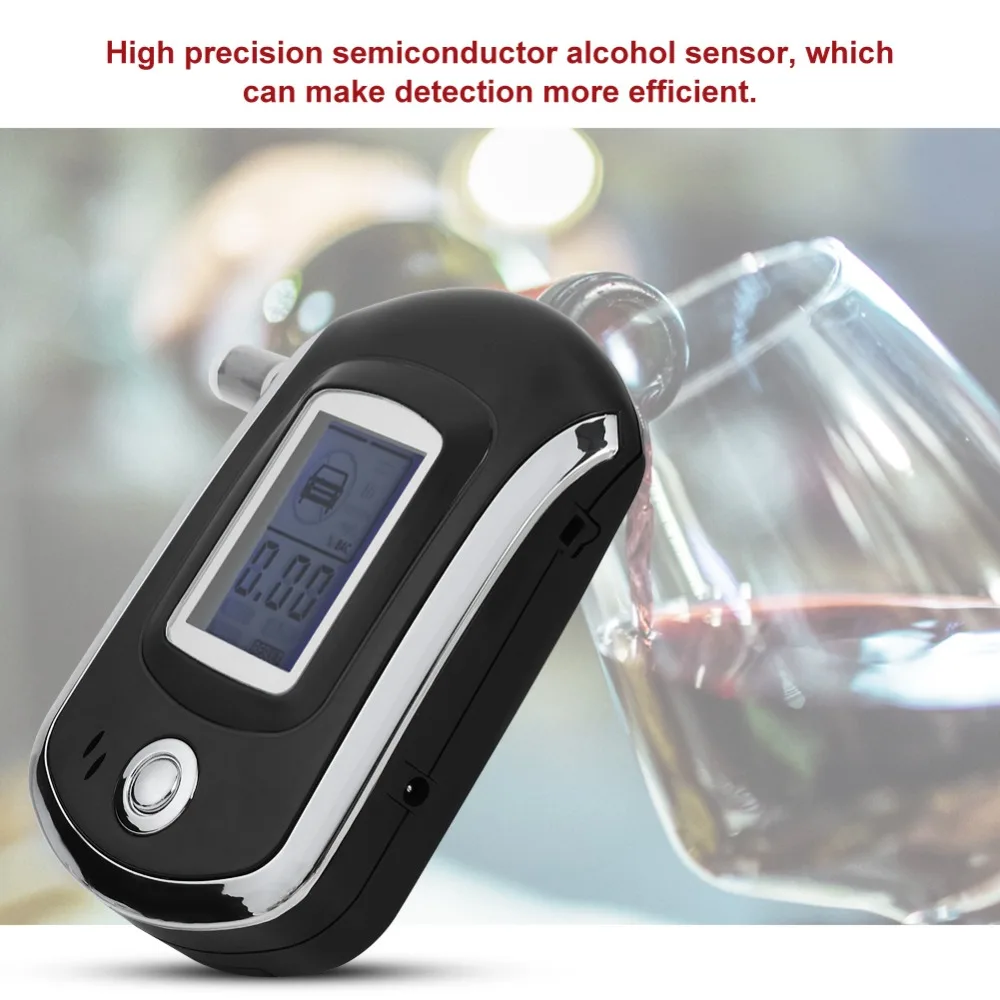 

Digital Breath Alcohol Tester Professional Car Alcoholimetro Breathalyser with 5 Mouthpieces