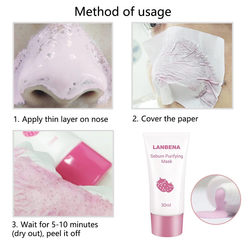 LANBENA Blackhead black dots Remover Black Mask Deep Cleansing Nose Pore Strip Oil-control Acne Treatment cosmetics