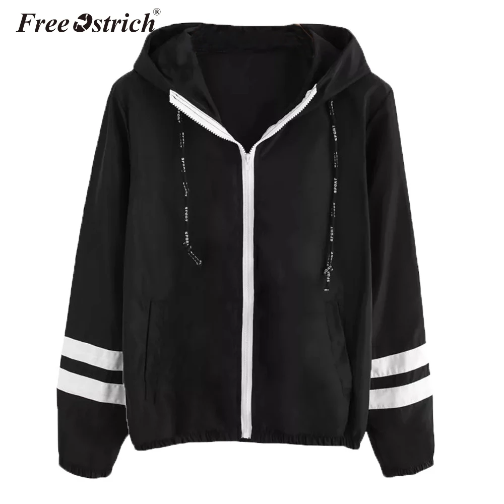 

Free Ostrich Color Block Drawstring Jacket 2019 New Fashion Multicolor Zipper Woman Clothing Ladies Spring Jacket