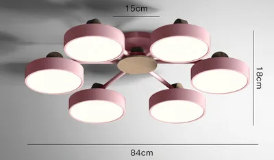 Деревянная люстра в скандинавском стиле для гостиной, современный светодиодный потолочный светильник для спальни, столовой, кухни, подвесные светильники - Цвет корпуса: 6heads  pink