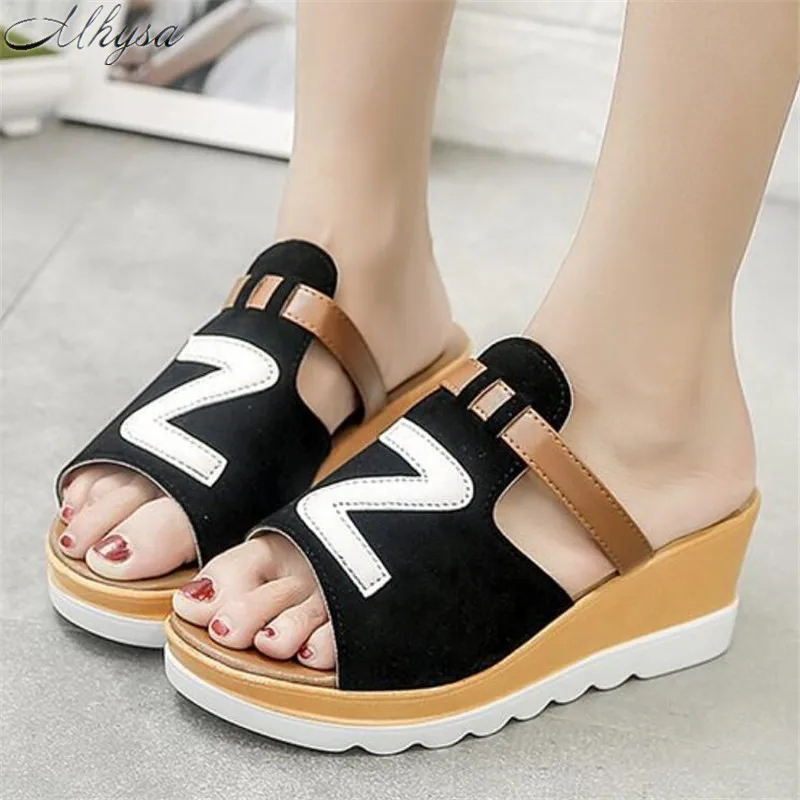 Mhysa 2019 New summer fashion ladies muffin with sandals comfortable non-slip fish mouth solid color high heels T494