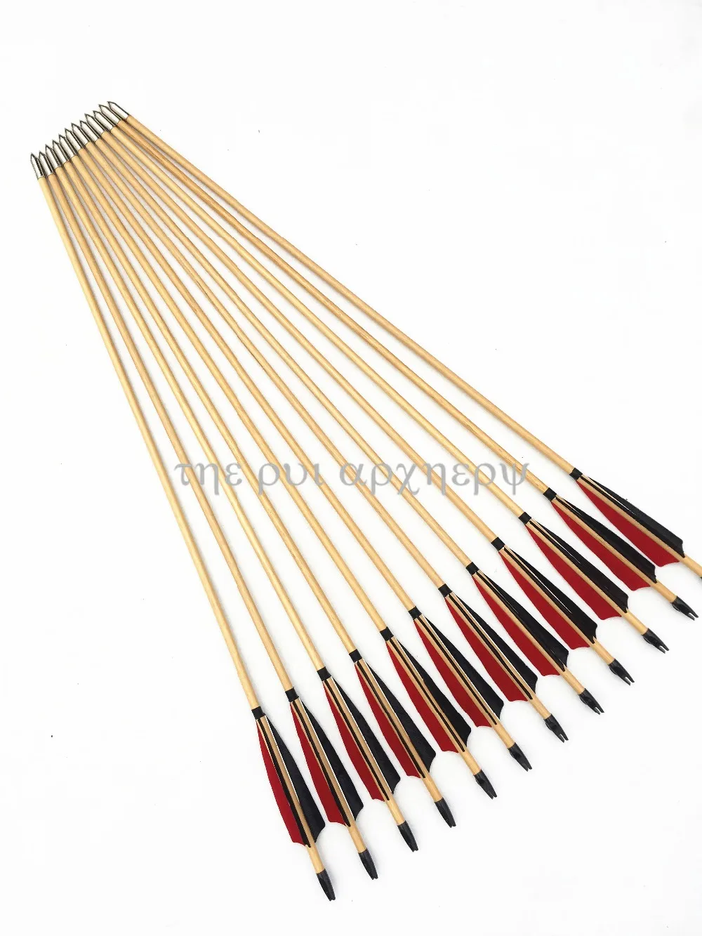 Archery Arrows 6/12/24pcs Wooden Traditional Handmade 5" Turkey Feathers Shaft Self Nock Target For Recurve Bow