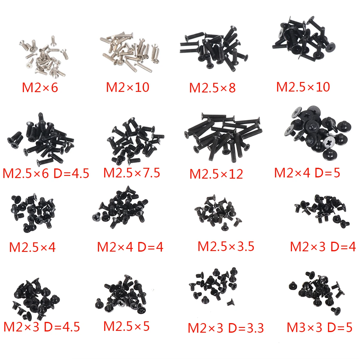 320Pcs/Set Laptop Computer Notebook Screws Kit Assemble Fastening Flat Head Black Repair Case for IBM Dell Lenovo Samsung