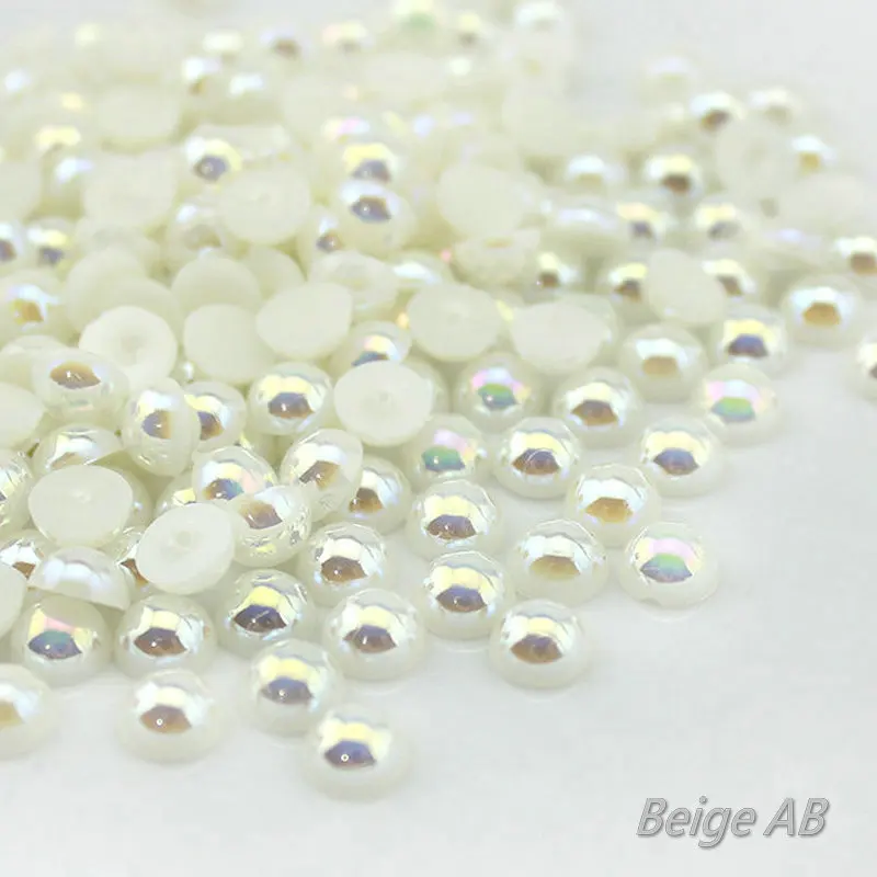 Wholesale 100-2000pcs 8-10mm semicircle flatback pearl beads scrapbooks DIY