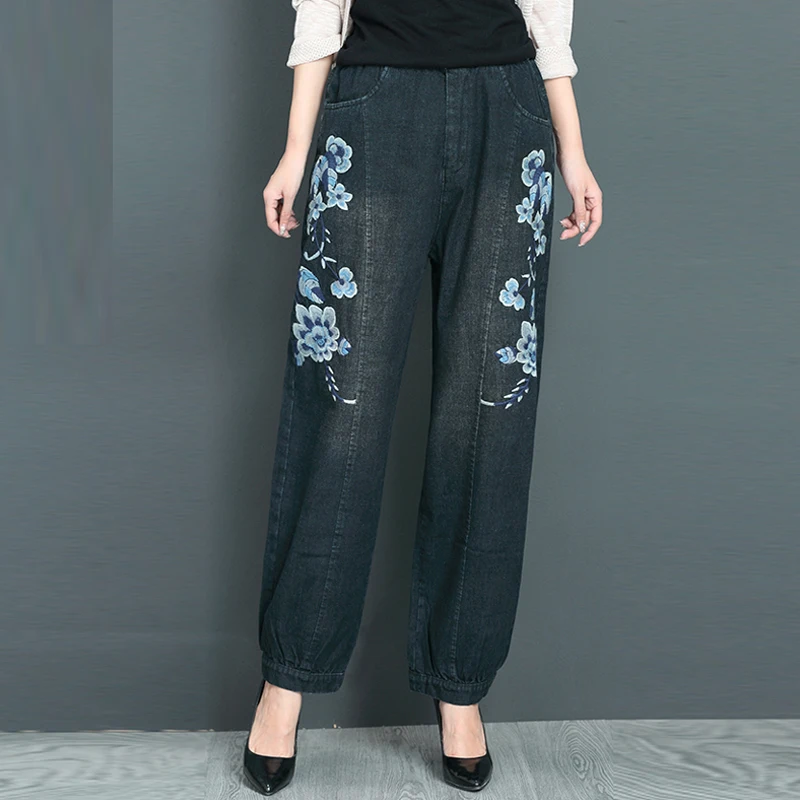 New Spring Autumn High Waist Women Jeans Long Blue