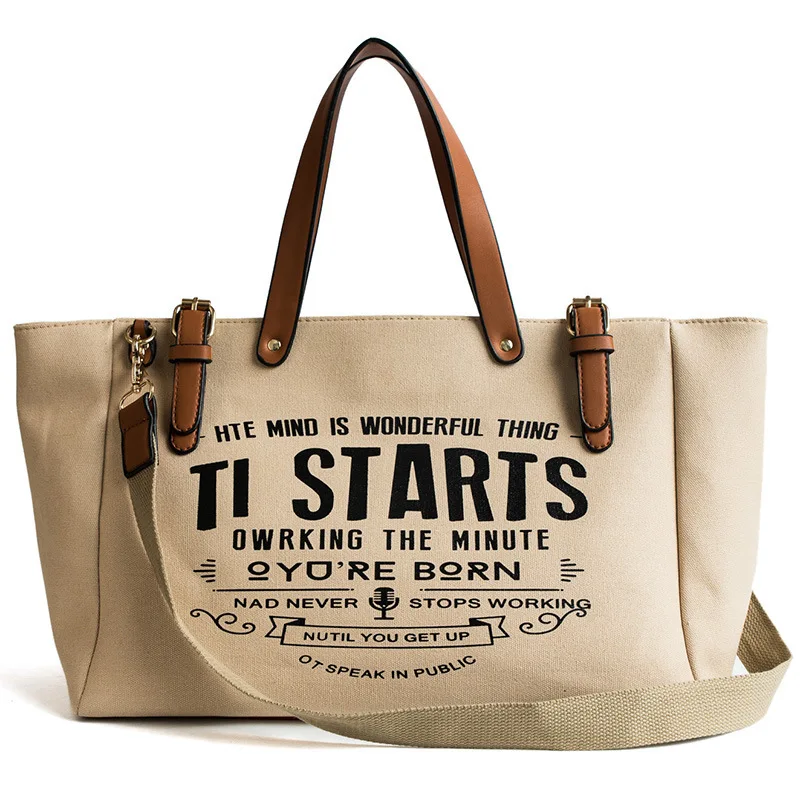 

Ladies Women Bag European American Style Canvas Fashion Large Capacity Tote Letter Shoulder Messenger Bag Casual Tote Handbag
