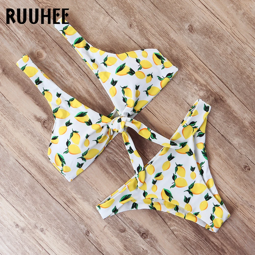 Preise RUUHEE Bikini Badeanzug Bademode Frauen Sexy Bikini Set Push Up Printed Badeanzug Frauen 2019 Sommer Strand Tragen Weibliche Biquini