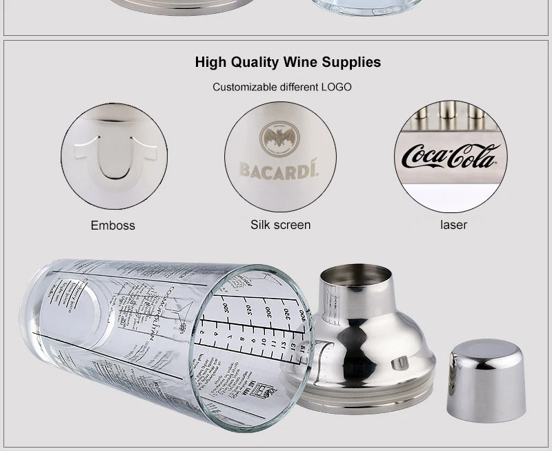 1 шт 400 мл бутылка микс мастер стеклянная прозрачная шкала шейкер для коктейлей 304 нержавеющая сталь бар и стеклянный шейкер барные инструменты