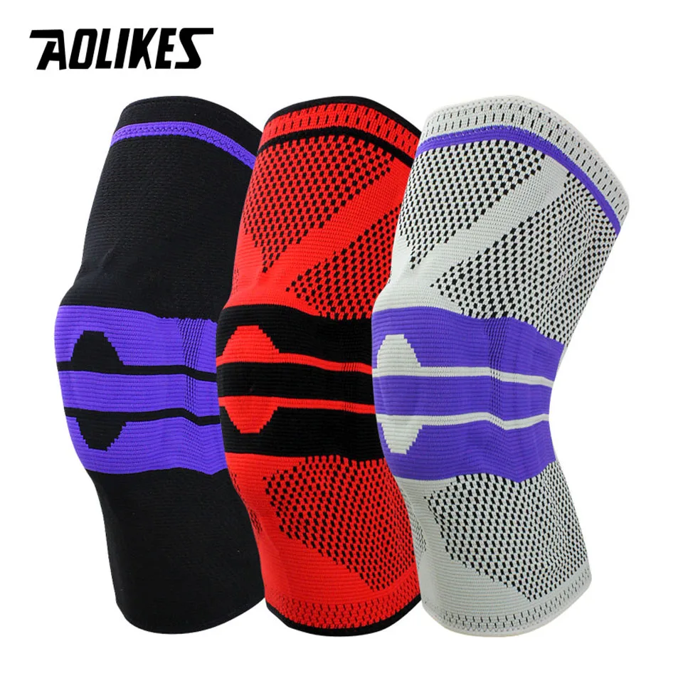 Knee Pad Support Brace AOLIKES 1PCS Basketball Silicon Padded Meniscus Patella Protector Sports Safety