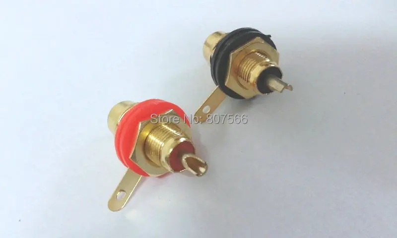  100pcs Gold Plated RCA Female Jack Panel Mount Chassis Socket adapter 
