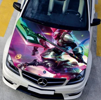 

Constellation Warrior Soldier Car Engine Hood Sticker Head Cool LOL Game Styling Decal Decor Carbon Vinyl Cover Waterproof