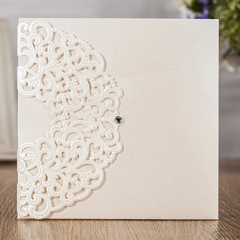 Luxury Printing Embossed Wedding Invitation Cards, Laser Cut Marriage