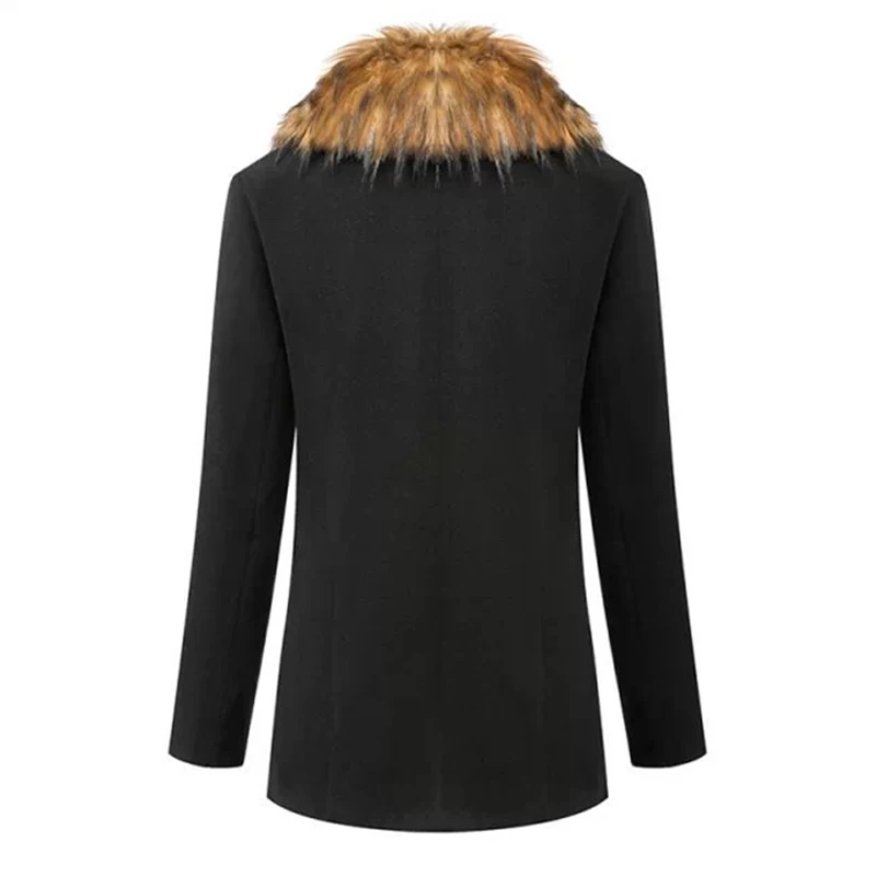 Black Coat Female 2018 Winter Women Parka Long Windproof Jackets Alpaca Coat Women Rabbit Fur Collars Stitching Wool Blends 50