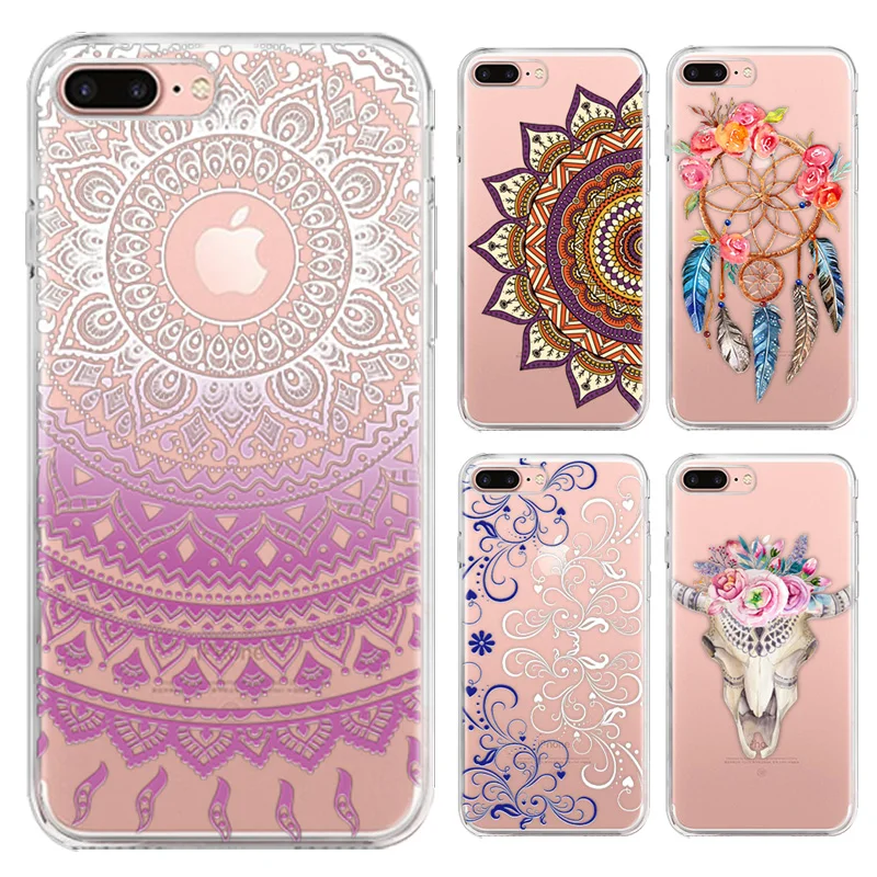 100pcs Mandala Series Phone Case For iPhone 6 Plus 6s 5.5-inch High Quality Painted TPU Soft Silicone Skin Back Cover Shell |