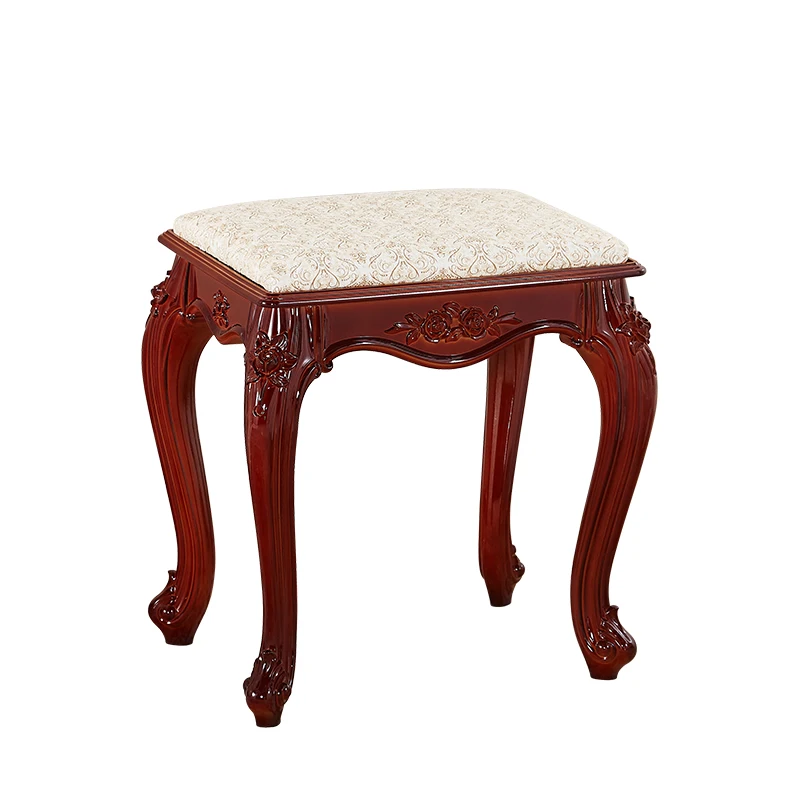 

European American Dressing Table Stool Makeup Stool Soft Bag Small Square Stool Home Chair Princess Bedroom Nail Bench Guzheng S
