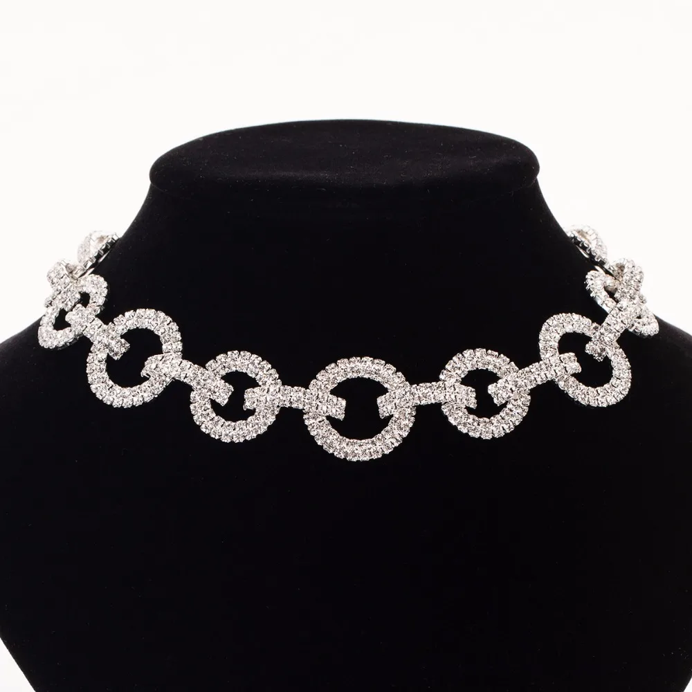 

Fashion Rhinestone choker Crystal statement necklace Women long necklace Chockers Chunky Necklace Collier Wedding jewellery N302