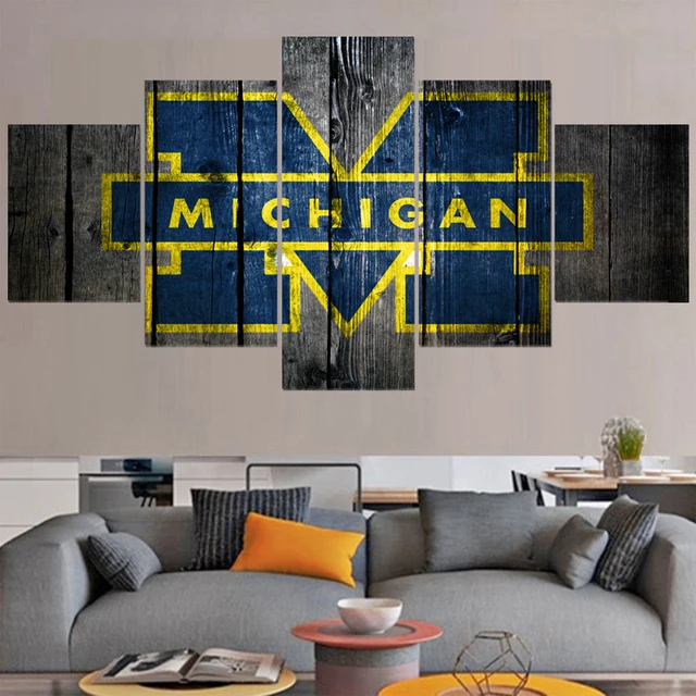 University Rugby Michigan Wolverines Paintings Modern Home Decor Living